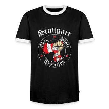 Stuttgart Ehre Stolz Tradition No II - Männer Kontrast-T-Shirt - Schwarz/Weiß - Vorne - AI Model Female 172 light (172cm) & AI Model Male 178 light (178cm)