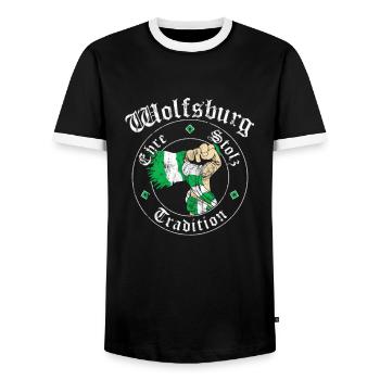 Wolfsburg Ehre Stolz Tradition No II - Männer Kontrast-T-Shirt - Schwarz/Weiß - Vorne - AI Model Female 172 light (172cm) & AI Model Male 178 light (178cm)