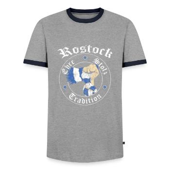 Rostock Ehre Stolz Tradition No II - Männer Kontrast-T-Shirt - Grau/Navy  - Vorne - AI Model Female 172 light (172cm) & AI Model Male 178 light (178cm)