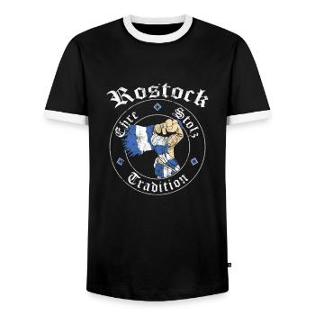 Rostock Ehre Stolz Tradition No II - Männer Kontrast-T-Shirt - Schwarz/Weiß - Vorne - AI Model Female 172 light (172cm) & AI Model Male 178 light (178cm)