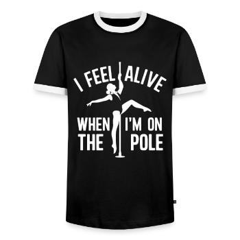 I Feel Alive When I'm On The Pole - Männer Kontrast-T-Shirt - Schwarz/Weiß - Vorne - AI Model Female 172 light (172cm) & AI Model Male 178 light (178cm)