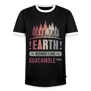 Save the Earth Environment Guacamole Earth Day Gift - Men's Ringer Shirt - black/white - Front - AI Model Female 172 light (172cm) & AI Model Male 178 light (178cm)