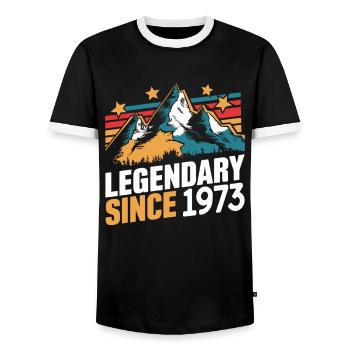Legendary Since 1973 Vintage Mountain Retro Mountains - Men's Ringer Shirt - black/white - Front - AI Model Female 172 light (172cm) & AI Model Male 178 light (178cm)