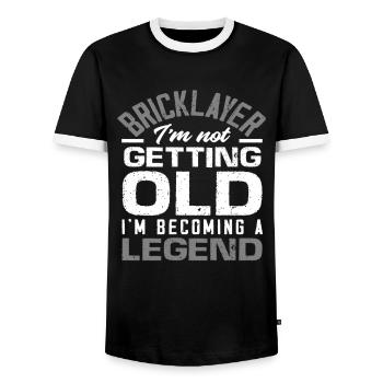 Maurer, I'm not getting old, I'm going to be a legend - Men's Ringer Shirt - black/white - Front - AI Model Female 172 light (172cm) & AI Model Male 178 light (178cm)