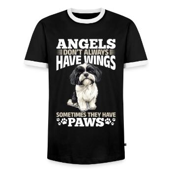 Shih Tzu Dog Owner - Men's Ringer Shirt - black/white - Front - AI Model Female 172 light (172cm) & AI Model Male 178 light (178cm)