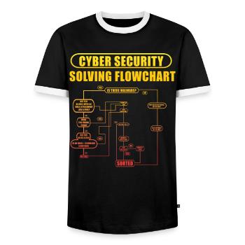 Cyber Security Solving Flowchart - Men's Ringer Shirt - black/white - Front - AI Model Female 172 light (172cm) & AI Model Male 178 light (178cm)