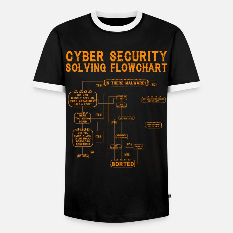 Cyber Security Solving Flowchart - Men's Ringer Shirt - black/white