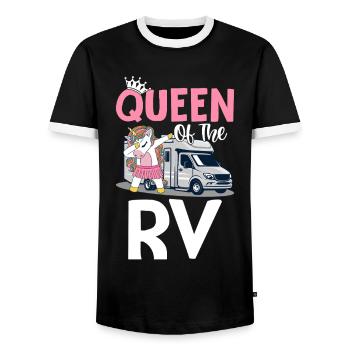 Queen Of The Rv Camping Girl Weibliche Camper - Männer Kontrast-T-Shirt - Schwarz/Weiß - Vorne - AI Model Female 172 light (172cm) & AI Model Male 178 light (178cm)
