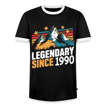 Legendary Since 1990 Vintage Mountain Retro Mountains - Men's Ringer Shirt - black/white - Front - AI Model Female 172 light (172cm) & AI Model Male 178 light (178cm)