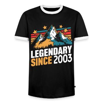 Legendary since 2003 Vintage Mountain Retro Mountains - Men's Ringer Shirt - black/white - Front - AI Model Female 172 light (172cm) & AI Model Male 178 light (178cm)