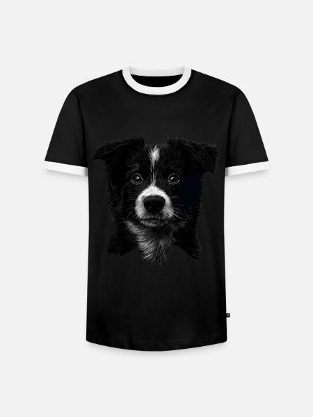Border Collie - Männer Kontrast-T-Shirt - Schwarz/Weiß