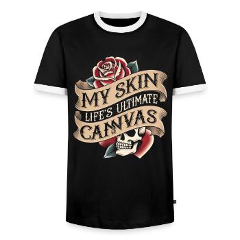 Tattoo Studio Tattoo Artist Tattoo Ideen - Männer Kontrast-T-Shirt - Schwarz/Weiß - Vorne - AI Model Female 172 light (172cm) & AI Model Male 178 light (178cm)