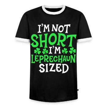 Je ne suis pas petit, j’ai la taille d’un lutin - T-shirt contrasté Homme - noir/blanc - Devant - AI Model Female 172 light (172cm) & AI Model Male 178 light (178cm)