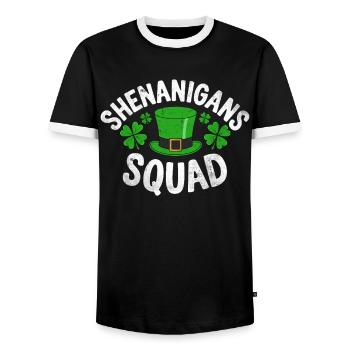 Shenanigans Squad - Men's Ringer Shirt - black/white - Front - AI Model Female 172 light (172cm) & AI Model Male 178 light (178cm)