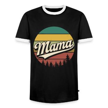 Mama Retro Sunset Logo - Men's Ringer Shirt - black/white - Front - AI Model Female 172 light (172cm) & AI Model Male 178 light (178cm)