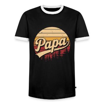 Papa Retro Sunset Logo - T-shirt contrasté Homme - noir/blanc - Devant - AI Model Female 172 light (172cm) & AI Model Male 178 light (178cm)