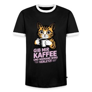 Gib mir Kaffee und niemand wird verletzt - Männer Kontrast-T-Shirt - Schwarz/Weiß - Vorne - AI Model Female 172 light (172cm) & AI Model Male 178 light (178cm)
