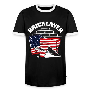 Maurer American Pride Flag Design - Men's Ringer Shirt - black/white - Front - AI Model Female 172 light (172cm) & AI Model Male 178 light (178cm)