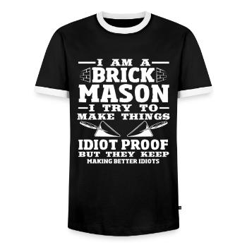 Bricklayer I'm a brickmason and I do things - Men's Ringer Shirt - black/white - Front - AI Model Female 172 light (172cm) & AI Model Male 178 light (178cm)