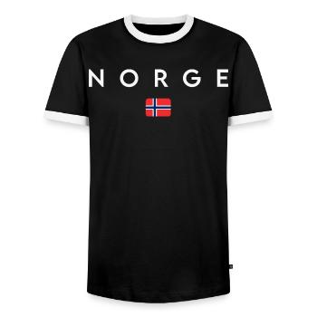 Norwegische Flagge, Norwegischer Stolz - Männer Kontrast-T-Shirt - Schwarz/Weiß - Vorne - AI Model Female 172 light (172cm) & AI Model Male 178 light (178cm)