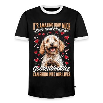 Goldendoodle Dog Owner - Men's Ringer Shirt - black/white - Front - AI Model Female 172 light (172cm) & AI Model Male 178 light (178cm)