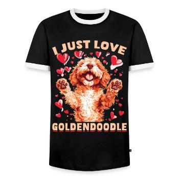 Propriétaire de chien Goldendoodle - T-shirt contrasté Homme - noir/blanc - Devant - AI Model Female 172 light (172cm) & AI Model Male 178 light (178cm)