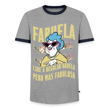 Fabuela - Men's Ringer Shirt - grey/navy  - Front - AI Model Female 172 light (172cm) & AI Model Male 178 light (178cm)