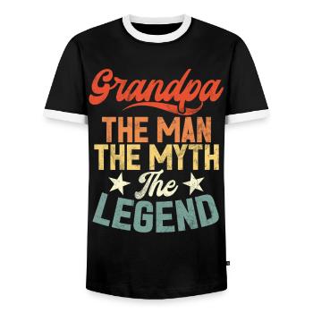 Grand-père Grand-père Pops Grand-parent - T-shirt contrasté Homme - noir/blanc - Devant - AI Model Female 172 light (172cm) & AI Model Male 178 light (178cm)