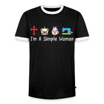 Nähmaschine Nähen Frauen Nähen Team I'm A Simple - Männer Kontrast-T-Shirt - Schwarz/Weiß - Vorne - AI Model Female 172 light (172cm) & AI Model Male 178 light (178cm)