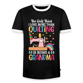 Das Einzige, was ich mehr liebe als Quilten, ist - Männer Kontrast-T-Shirt - Schwarz/Weiß - Vorne - AI Model Female 172 light (172cm) & AI Model Male 178 light (178cm)