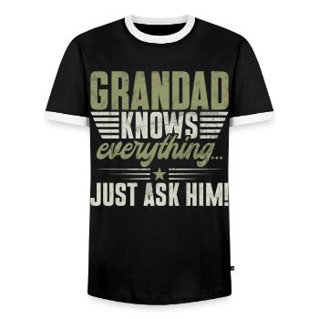 Grand-père Grand-père Pops Grand-parent - T-shirt contrasté Homme - noir/blanc - Devant - AI Model Female 172 light (172cm) & AI Model Male 178 light (178cm)