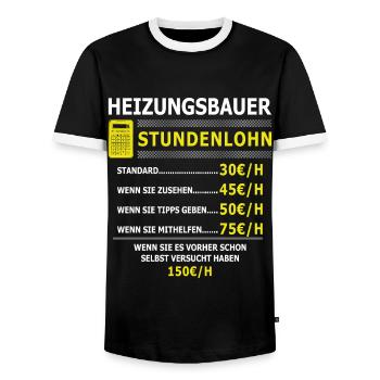 Heizungsbauer Stundenlohn Heizungsbau Meister - Männer Kontrast-T-Shirt - Schwarz/Weiß - Vorne - AI Model Female 172 light (172cm) & AI Model Male 178 light (178cm)