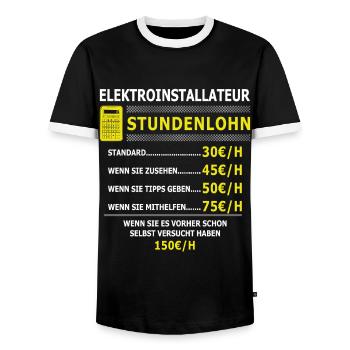 Stundenlohn - Elektriker Elektroinstallateur - Männer Kontrast-T-Shirt - Schwarz/Weiß - Vorne - AI Model Female 172 light (172cm) & AI Model Male 178 light (178cm)
