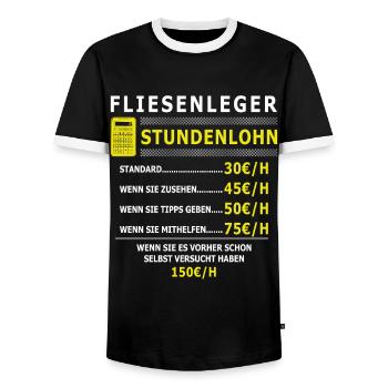 Fliesenleger Stundenlohn Mosaikleger - Männer Kontrast-T-Shirt - Schwarz/Weiß - Vorne - AI Model Female 172 light (172cm) & AI Model Male 178 light (178cm)