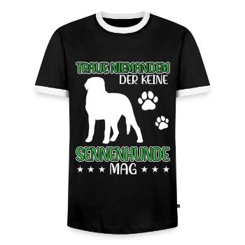 Sennenhund nicht vertrauen Schweizer Sennenhund - Männer Kontrast-T-Shirt - Schwarz/Weiß - Vorne - AI Model Female 172 light (172cm) & AI Model Male 178 light (178cm)