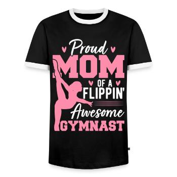 Proud Mom Of A Flippin' Awesome Gymnast Gymnastics - Männer Kontrast-T-Shirt - Schwarz/Weiß - Vorne - AI Model Female 172 light (172cm) & AI Model Male 178 light (178cm)