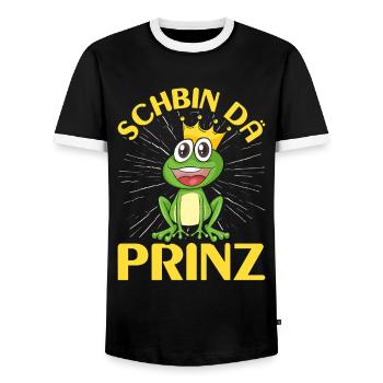 Karneval Kostüm Party SCHBIN DA PRINZ Lustiges - Männer Kontrast-T-Shirt - Schwarz/Weiß - Vorne - AI Model Female 172 light (172cm) & AI Model Male 178 light (178cm)