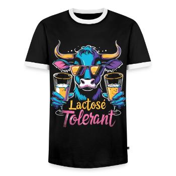 Lactose tolerant - Men's Ringer Shirt - black/white - Front - AI Model Female 172 light (172cm) & AI Model Male 178 light (178cm)