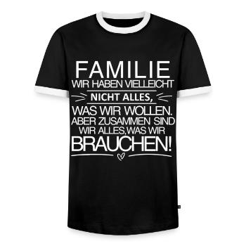 Family - Together we are everything - Men's Ringer Shirt - black/white - Front - AI Model Female 172 light (172cm) & AI Model Male 178 light (178cm)