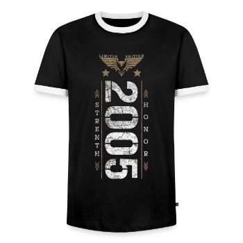 Limited Edition 2005 Strength and Honor Birthday - Men's Ringer Shirt - black/white - Front - AI Model Female 172 light (172cm) & AI Model Male 178 light (178cm)