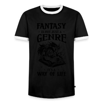 Lesedrache Booktok Buchliebhaber Buchdrache - Männer Kontrast-T-Shirt - Schwarz/Weiß - Vorne - AI Model Female 172 light (172cm) & AI Model Male 178 light (178cm)