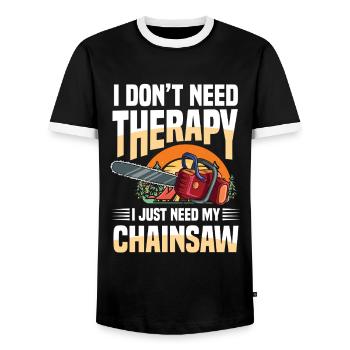 I Don't Need Therapy I Just Need My Chainsaw - Männer Kontrast-T-Shirt - Schwarz/Weiß - Vorne - AI Model Female 172 light (172cm) & AI Model Male 178 light (178cm)