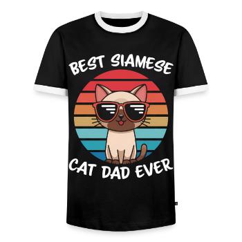 Siamkatze Spruch Siamkatze Papa Siamkatze Geschenk - Männer Kontrast-T-Shirt - Schwarz/Weiß - Vorne - AI Model Female 172 light (172cm) & AI Model Male 178 light (178cm)