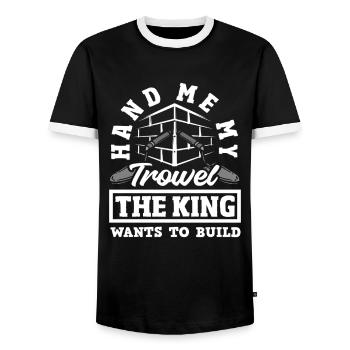 Mason Give Me My Trowel The King - Men's Ringer Shirt - black/white - Front - AI Model Female 172 light (172cm) & AI Model Male 178 light (178cm)