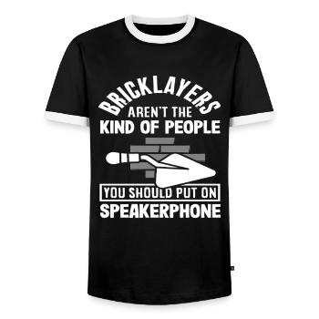 Bricklayers are not the kind of people you want - Men's Ringer Shirt - black/white - Front - AI Model Female 172 light (172cm) & AI Model Male 178 light (178cm)