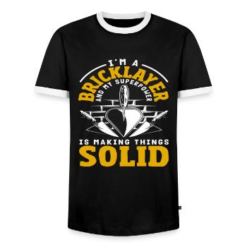 Mason's superpower to fix things - Men's Ringer Shirt - black/white - Front - AI Model Female 172 light (172cm) & AI Model Male 178 light (178cm)