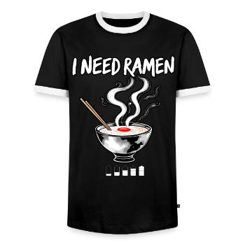 J’ai besoin de Ramen - T-shirt contrasté Homme - noir/blanc - Devant - AI Model Female 172 light (172cm) & AI Model Male 178 light (178cm)