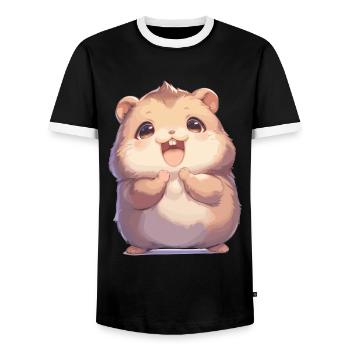 Lemmings Lemming - Men's Ringer Shirt - black/white - Front - AI Model Female 172 light (172cm) & AI Model Male 178 light (178cm)