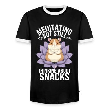 Yoga pour hamster : méditez mais pensez aux collations - T-shirt contrasté Homme - noir/blanc - Devant - AI Model Female 172 light (172cm) & AI Model Male 178 light (178cm)