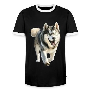 Alaskan Malamute - Männer Kontrast-T-Shirt - Schwarz/Weiß - Vorne - AI Model Female 172 light (172cm) & AI Model Male 178 light (178cm)